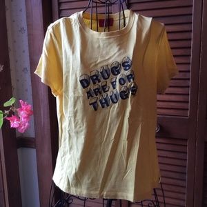YELLOW T-SHIRT L "DRUGS ARE FOR THUGS"